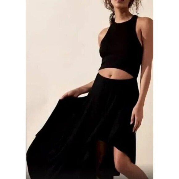 NEW FREE PEOPLE BEACH FREE-EST COLLECTION BETHANY BLACK CUTOUT MIDI DRESS SZ XL - Picture 1 of 11